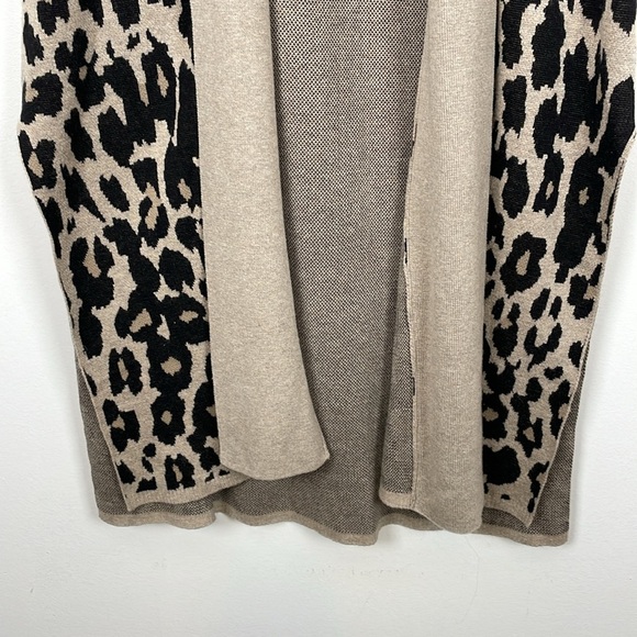 Lane Bryant Cotton Blend Leopard Print Sleeveless Open Cardigan women 14/16 - Picture 2 of 9